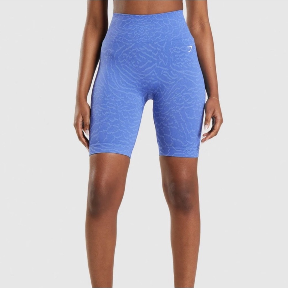 Gymshark Adapt Animal Patterned Blue Bike Shorts